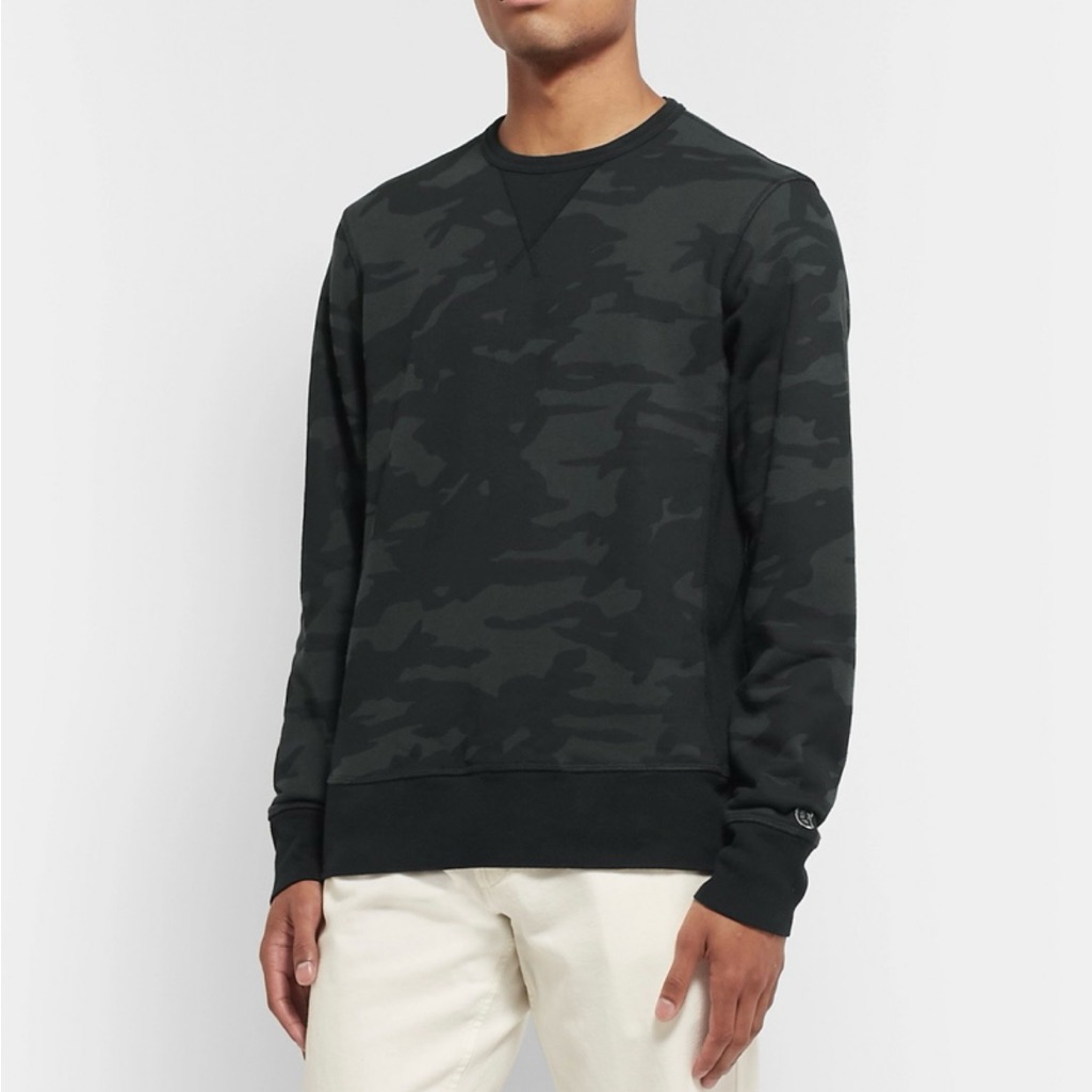 Todd Snyder Champion Camouflage Print Loopback Cotton Jersey Sweatshirt Black Lg